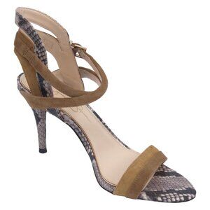 Jessica Simpson "Canela" Snakeskin Print & Suede Stiletto Sandals - Size 8